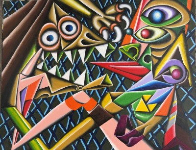 Auktion 372<br>Dieter C.,Günther, 2008 (1936-2025)  abstraktes Gemälde, Öl/Papier 50x64 cm, verso signiert/datiert [1]