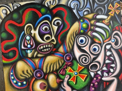 Auktion 372<br>Dieter C.,Günther, 2009 (1936-2025) abstraktes Gemälde, Öl/Papier50x64 cm, verso signiert/datiert , [1]