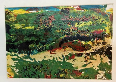 Auktion 372<br>Wilde, 2000, kl. Öl-Gemälde auf Malfaser, auf Papier, Motivgrösse 12x17 cm [1]