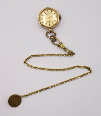 Auktion 373<br>kl. Damen-Taschenuhr an Kette, Provita, Kronenaufzug, Werk läuft, D-2cm [1]