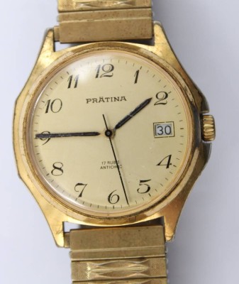 Auktion 373<br>Vintage-Armbanduhr, Prätina, Handaufzug, Werk läuft, ca. D-3,3cm, getragene Erhaltung [1]