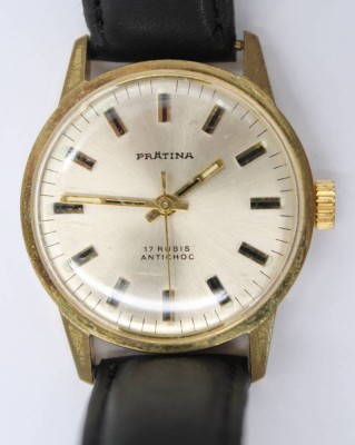 Auktion 373<br>Vintage-Armbanduhr, Prätina, Handaufzug, Werk läuft, D-3,1cm, gute getragene Erhaltung [1]