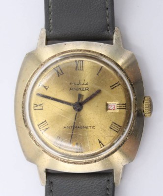Auktion 373<br>Vintage-Armbanduhr, ruhla Anker, Handaufzug, Werk läuft, D-3,5cm, getragene Erhaltung [1]
