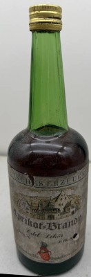 Auktion 373<br>historische Flasche  Aprikot-Brandy , wohl 50- er Jahre, Freiherr v. Landenberg'sche Weinkellerei Eller a.d.Mosel [1]