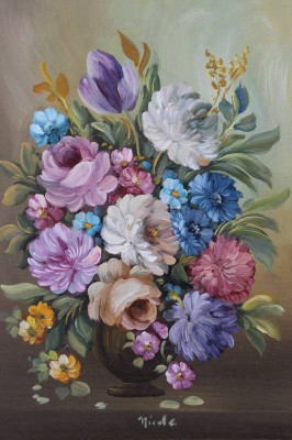 Auktion 373<br>Blumenstillleben Öl auf Pappe , [1]