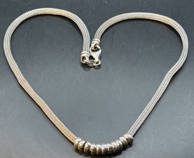 Auktion 373<br>Silber-Halskette-925- mit 10 losen Ringen, 14,26 gr., ca. 40 cm [1]